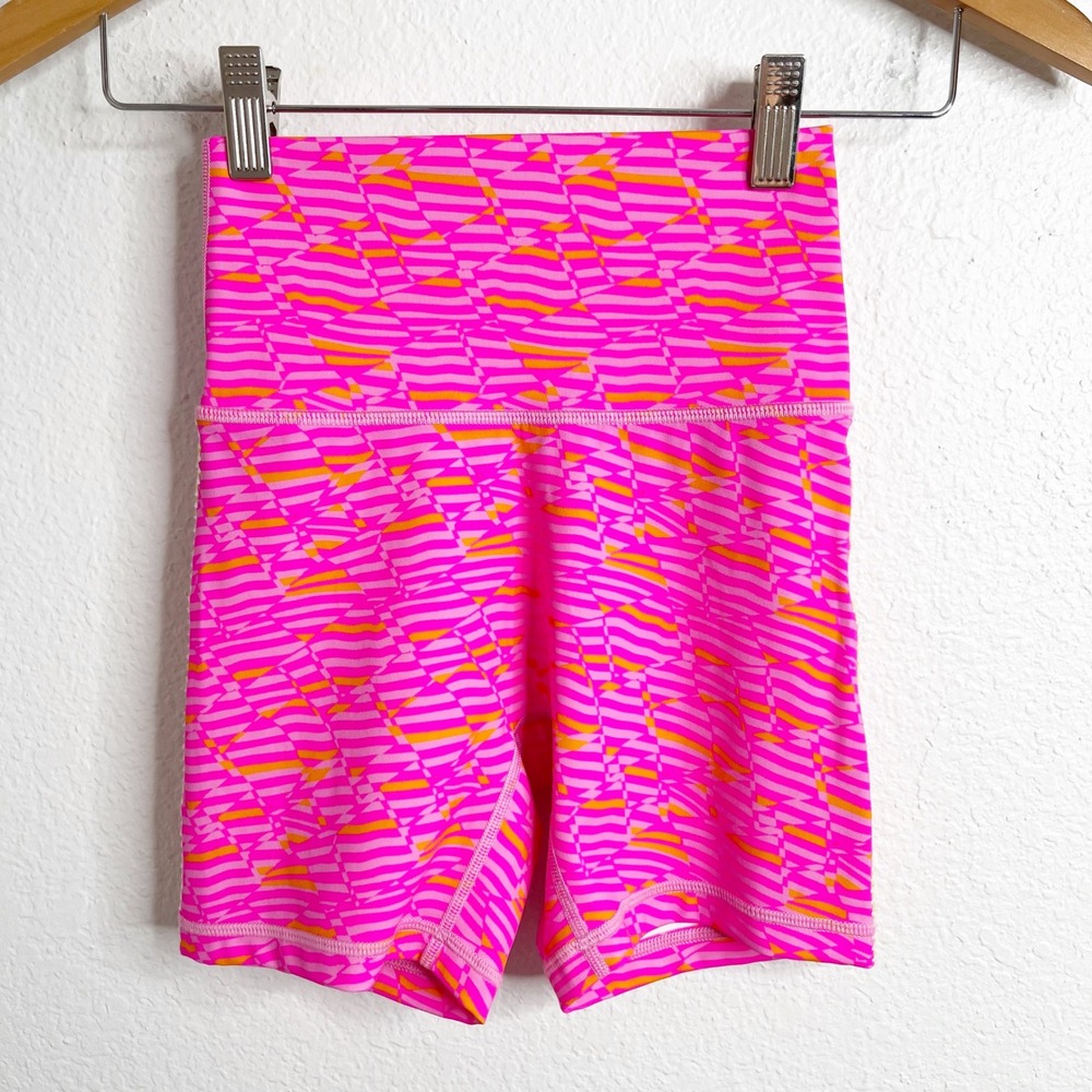 OFFLINE by Aerie Goals Bike Shorts Pink Orange Geometric‎ Print High Rise XS